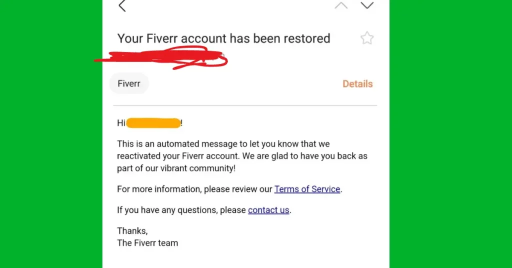 How To get back Fiverr disabled account